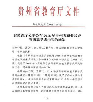 贵阳职业技术学院信息科学系喜获贵州省职业教育教学成果奖二等奖